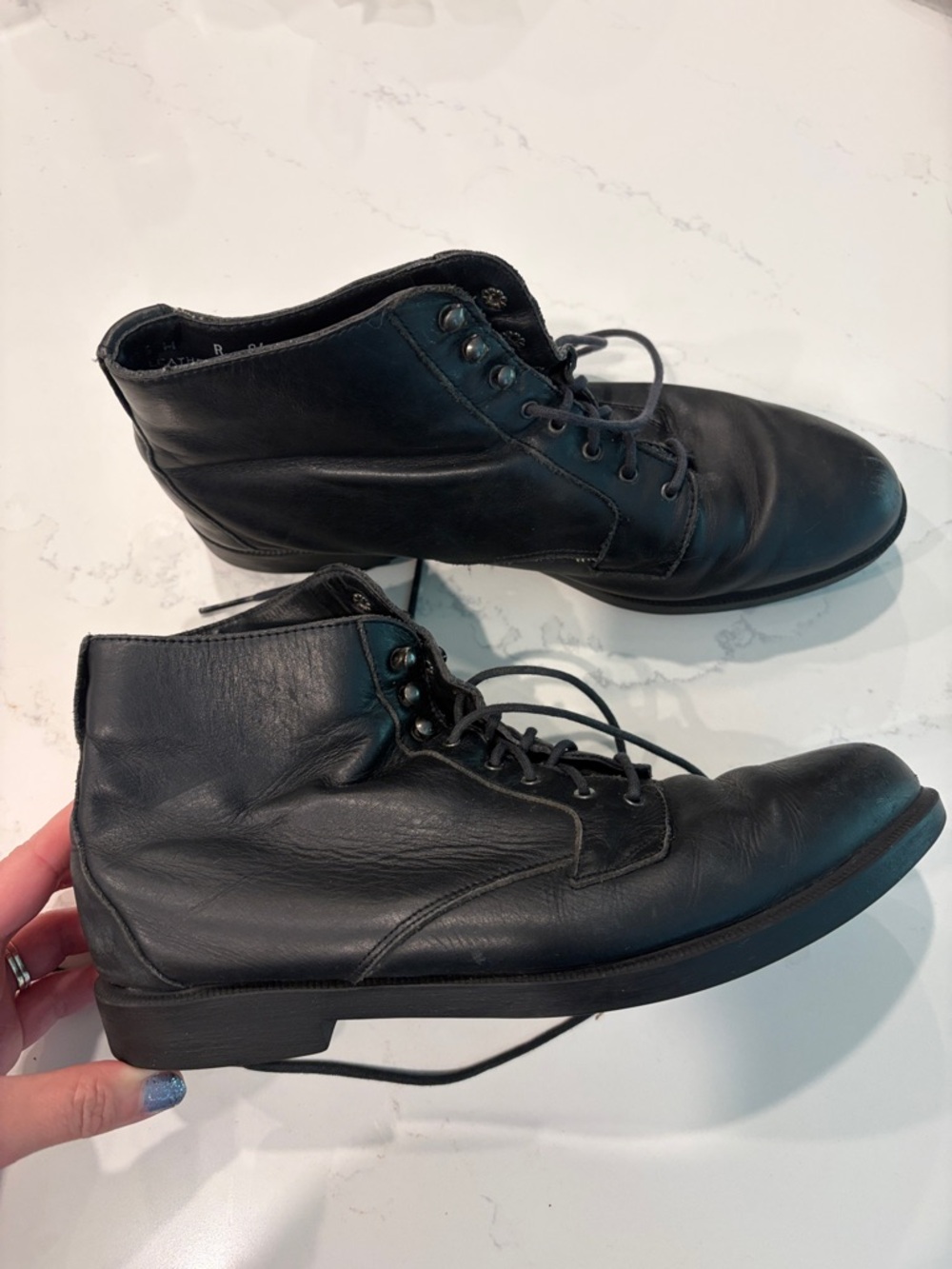 Rockport women's Black Leather Lace-Up Ankle Boots 7.5